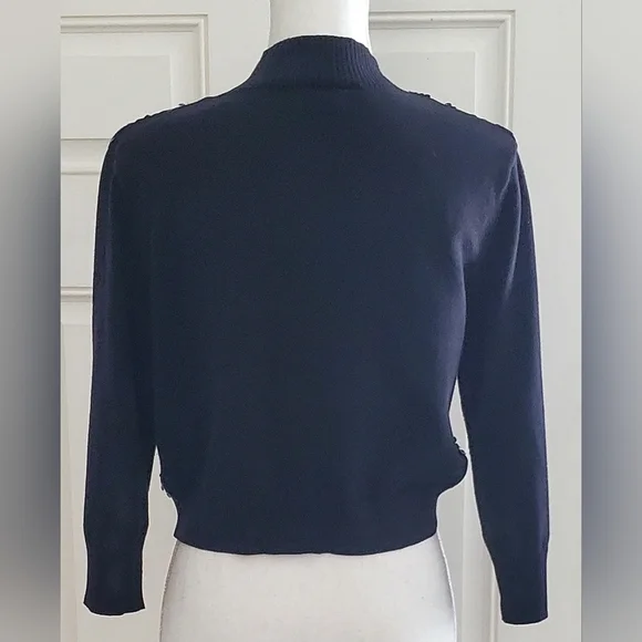 Elle Black Sequin Open Front Cropped Shrug Cardigan Sweater 3/4 Sleeve Size L - Picture 2 of 8